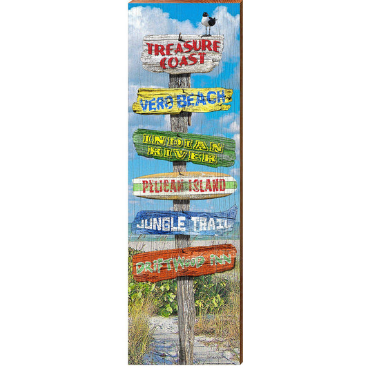 Treasure Coast Beach Directional | Wall Art Print on Real Wood