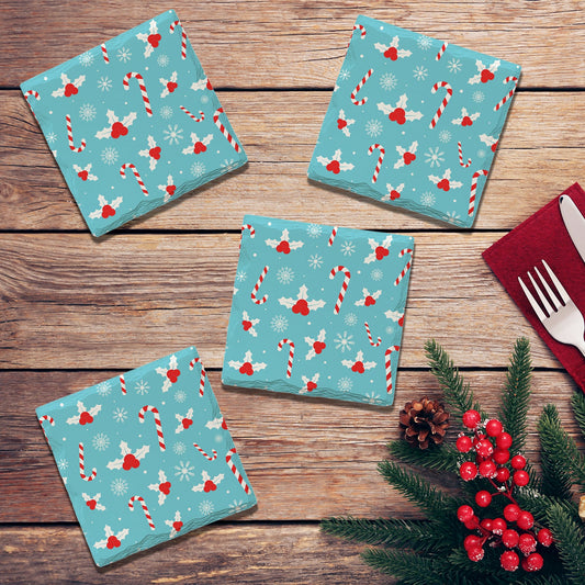 Holiday Christmas Candy Cane | Drink Coaster Set