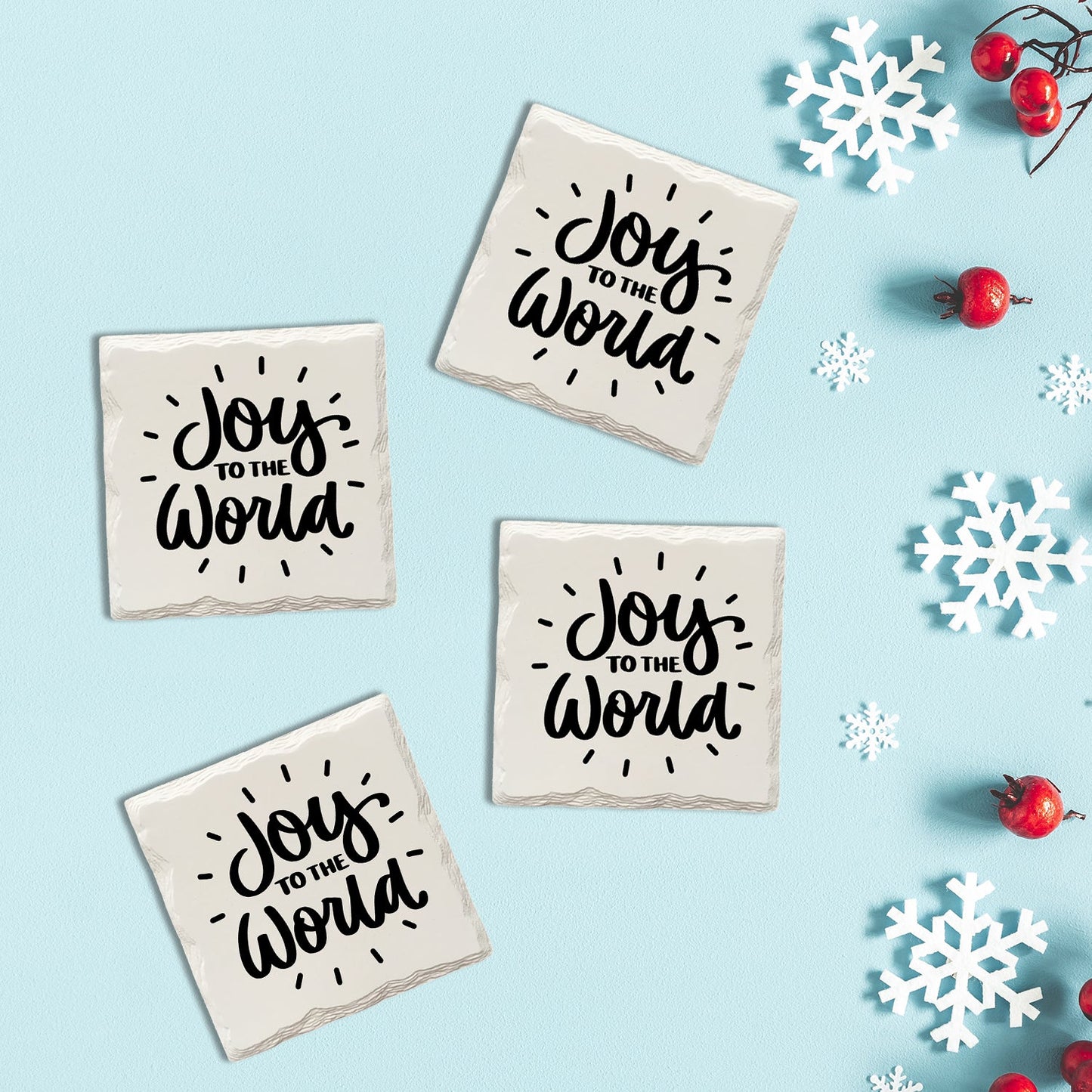 Holiday Christmas Joy to the World | Drink Coaster Set