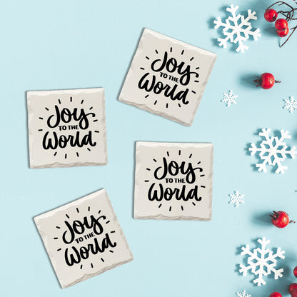Holiday Christmas Joy to the World | Drink Coaster Set