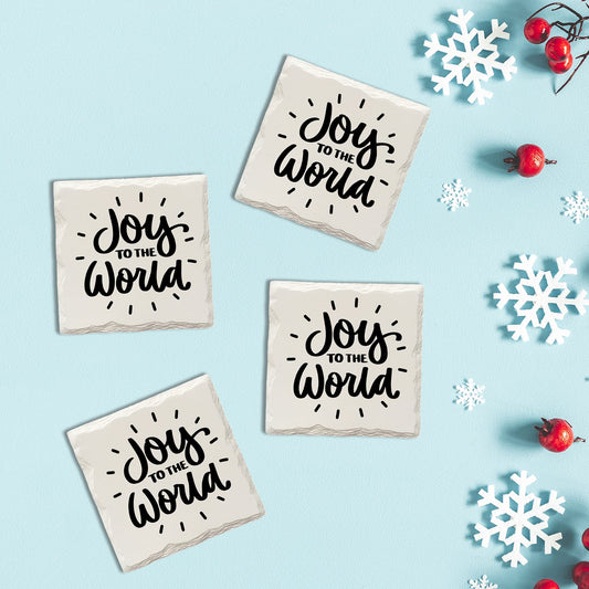 Holiday Christmas Joy to the World | Drink Coaster Set
