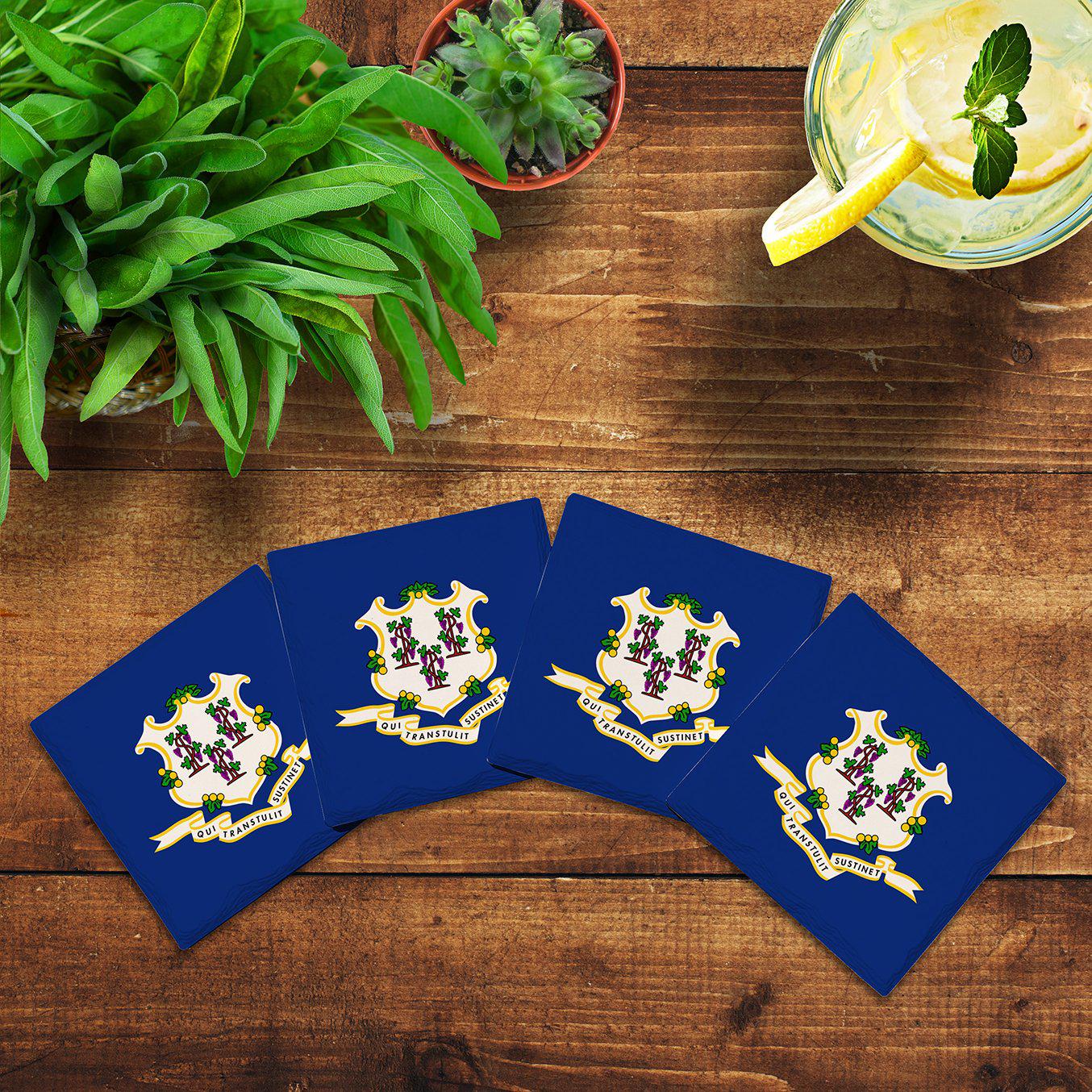 Connecticut State Flag |Drink Coaster Set