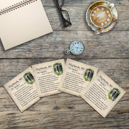 Highlands, North Carolina Definition |Drink Coaster Set