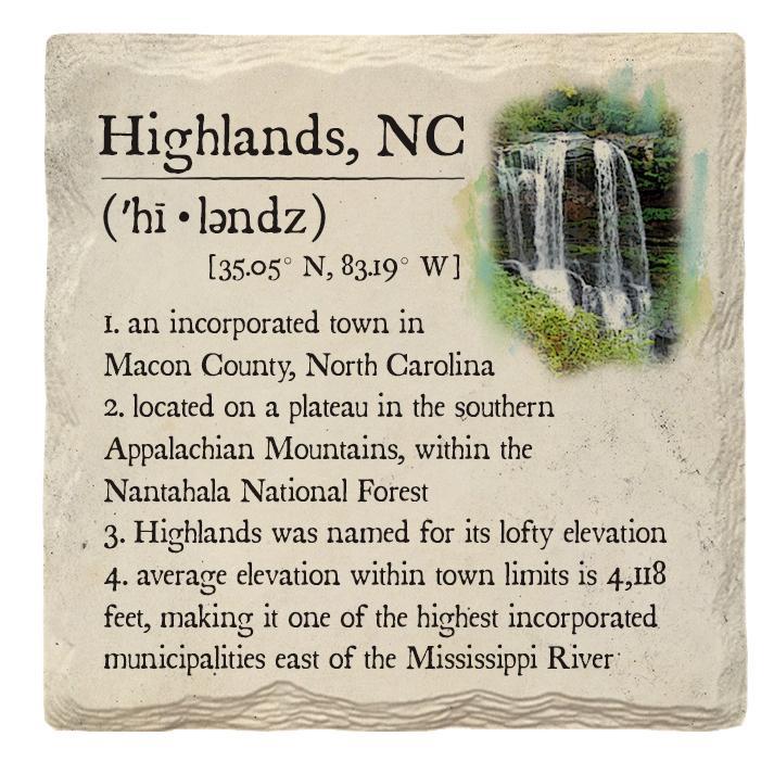 Highlands, North Carolina Definition |Drink Coaster Set