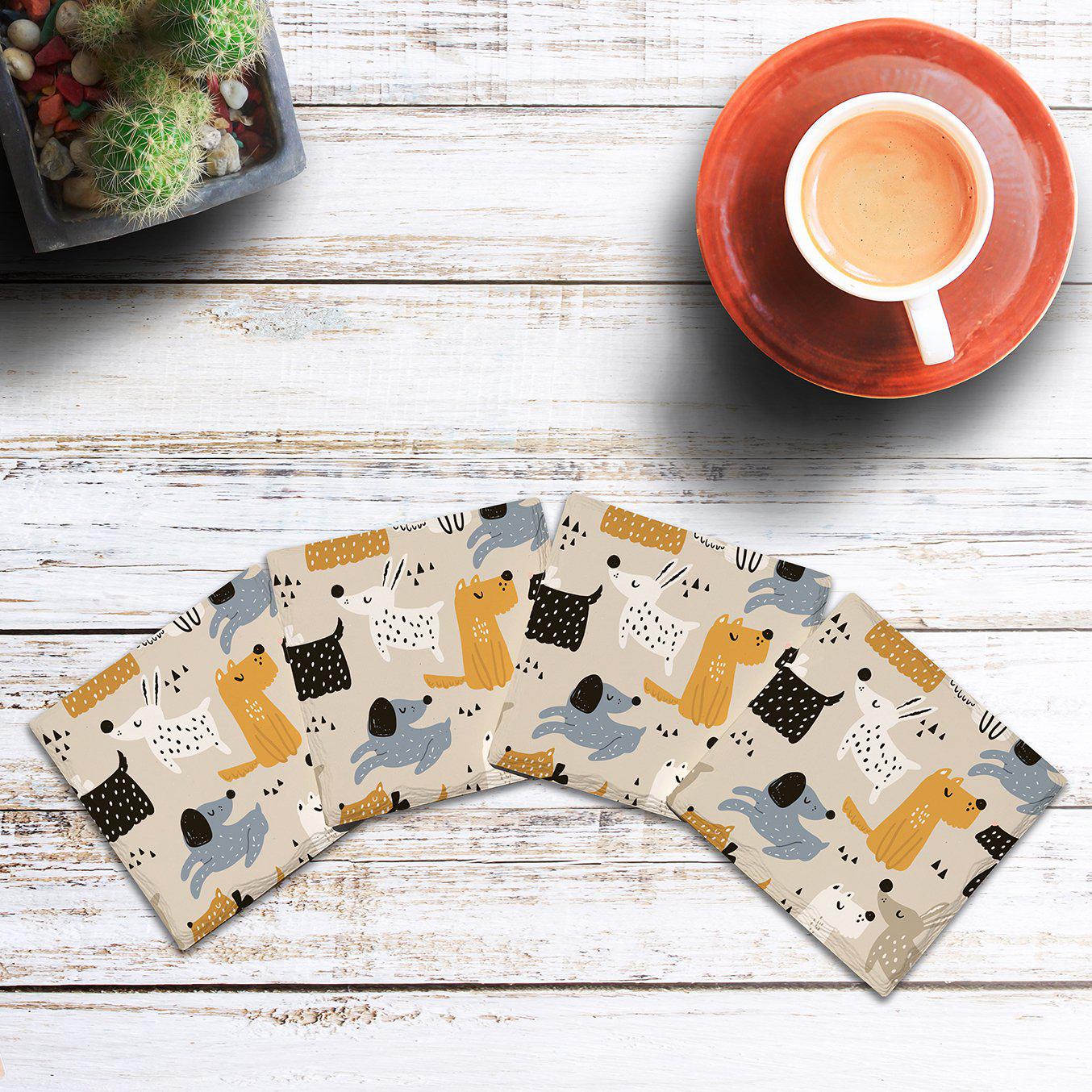 Cute Dogs Pattern |Drink Coaster Set
