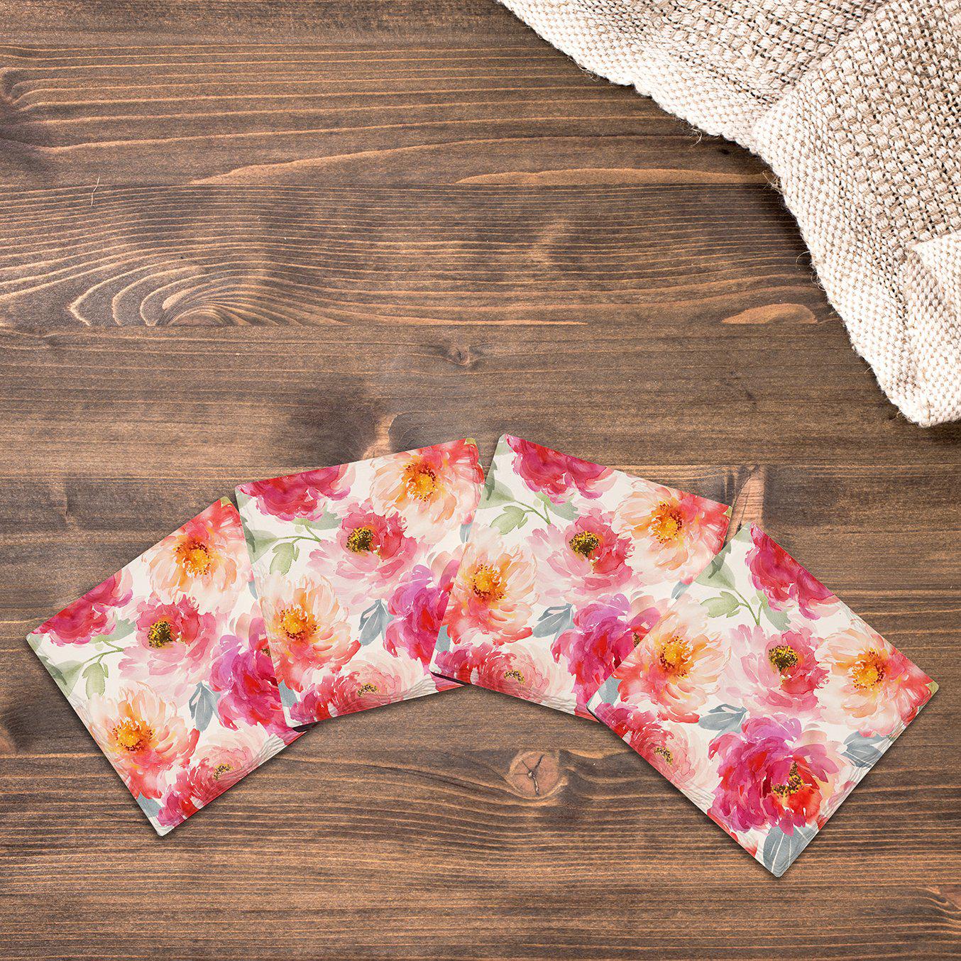 Watercolor Flowers |Drink Coaster Set