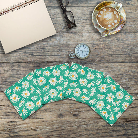 Teal Daisies | Drink Coaster Set