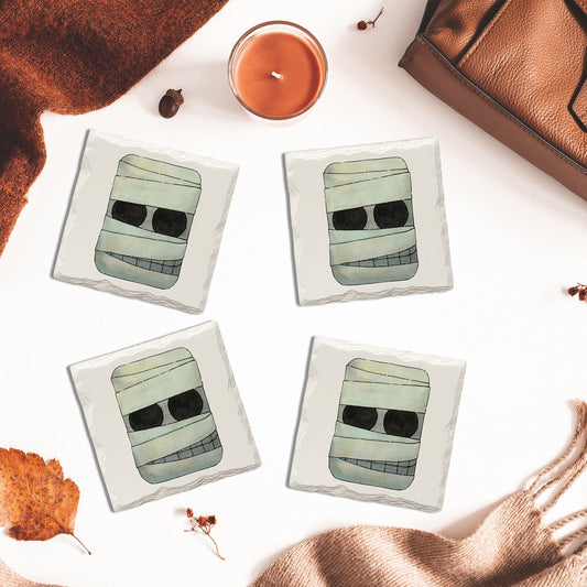 Halloween Watercolor Mummy | Drink Coaster Set