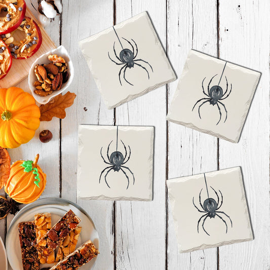 Halloween Watercolor Spider | Drink Coaster Set