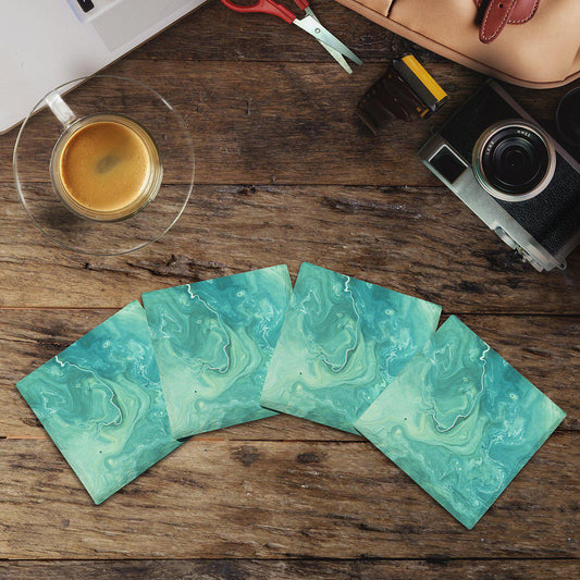 Green Swirl Marbling |Drink Coaster Set