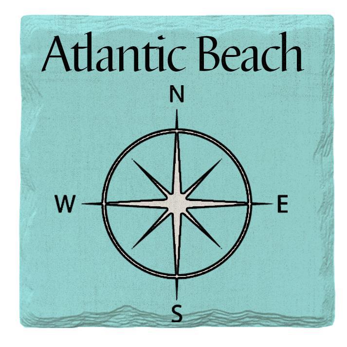 Atlantic Beach w/ Compass |Drink Coaster Set