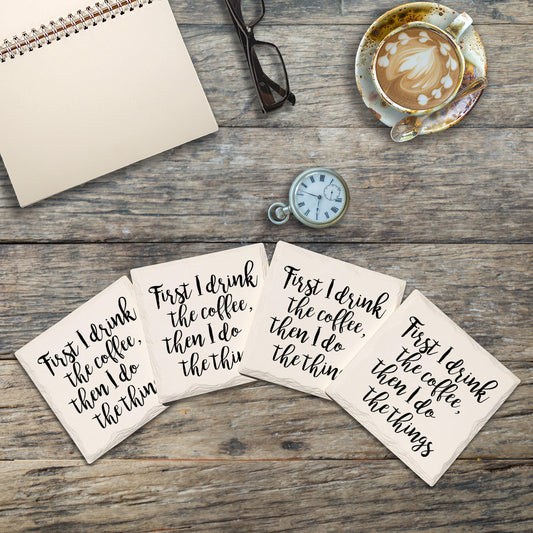 First I Drink Coffee Drink Coaster Set