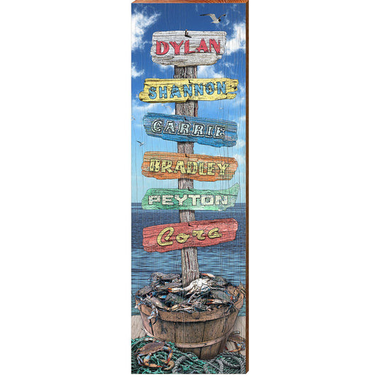 Dylan Blue Crab Directional | Wall Art Print on Real Wood