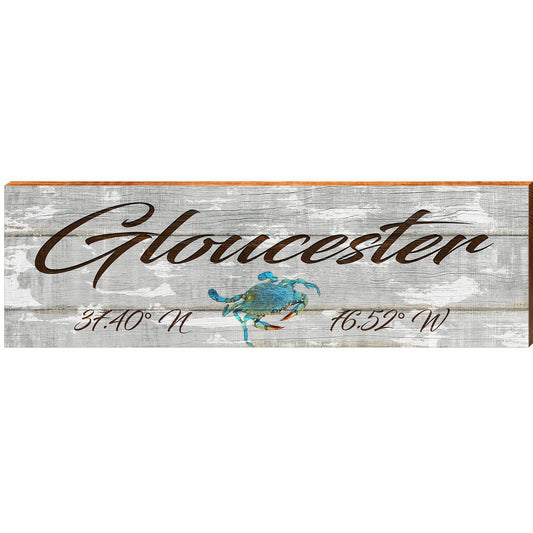 Gloucester Blue Crab Grey Latitude Longitude | Wall Art Print on Real Wood