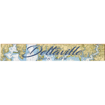 Deltaville, Virginia Navigational Styled Chart Large Wall Art | Wall Art Print on Real Wood
