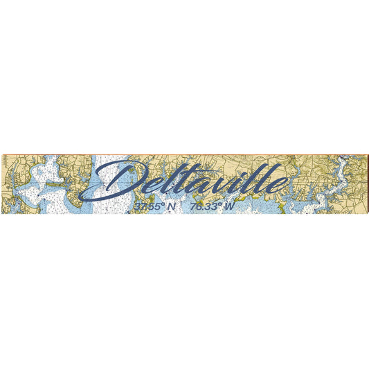 Deltaville, Virginia Navigational Styled Chart Large Wall Art | Wall Art Print on Real Wood