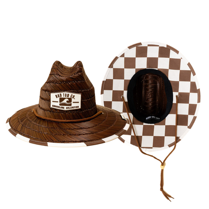 TODDLER STRAW HAT - CACAO CHECKS