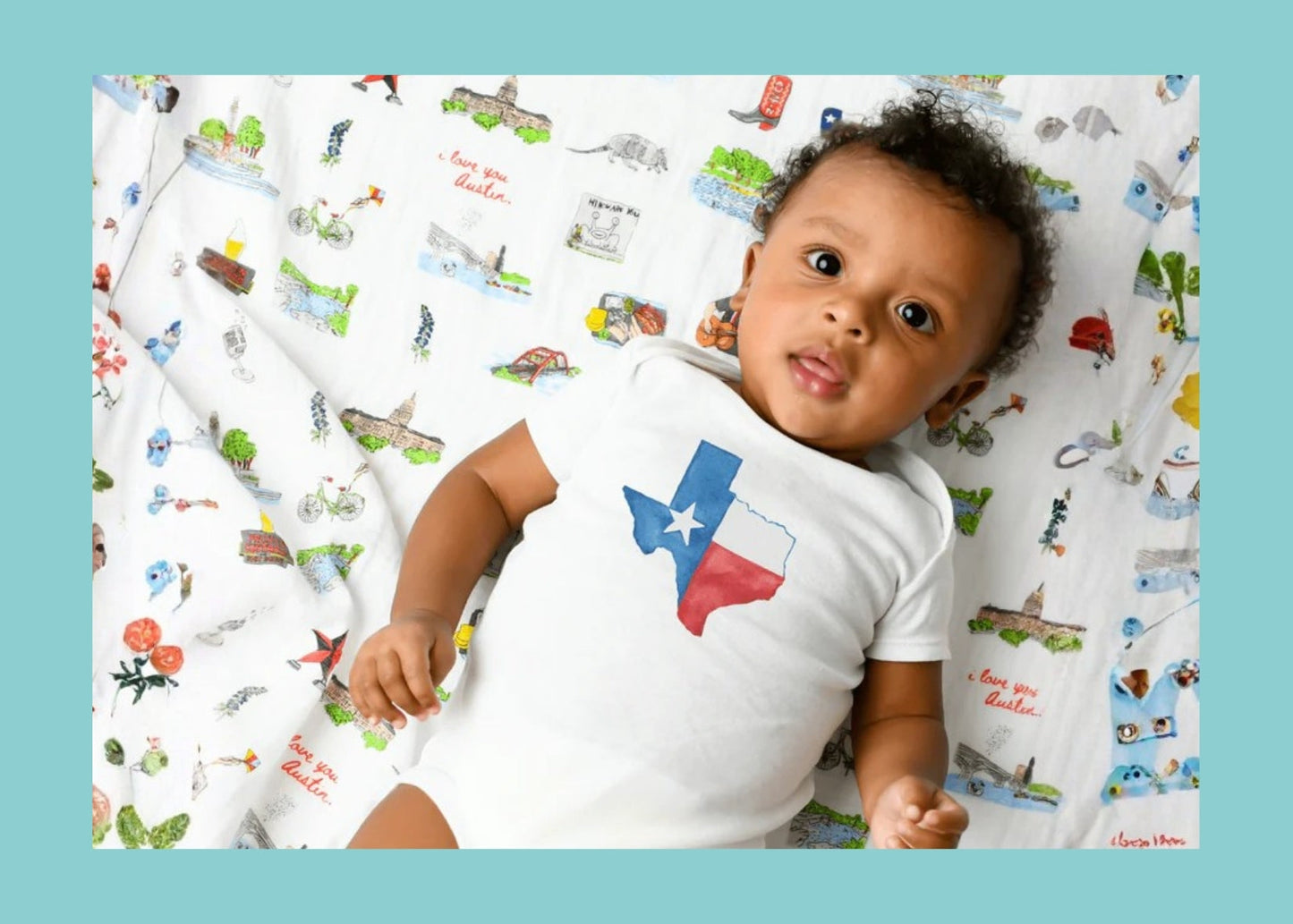 Gift Set: Texas Baby Unisex Muslin Swaddle Blanket and Burp Cloth/Bib Combo Hospital Coming Home Essential