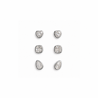 Lizzie Cz Bezel Earring Set