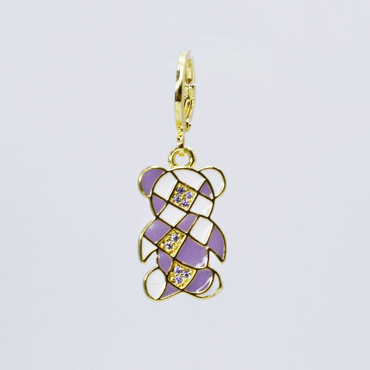 Checkered Teddy Bear Charm CH-25