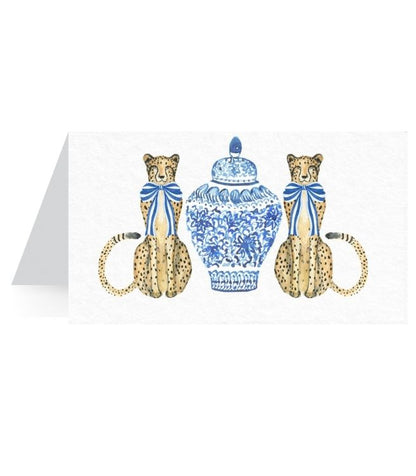 Cheetah with Blue Bow - Place Cards