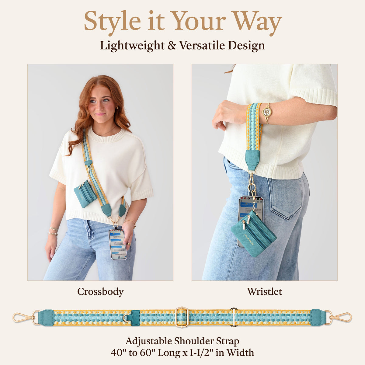 Clip & Go Strap w/Zippered Pouch Fun Dots