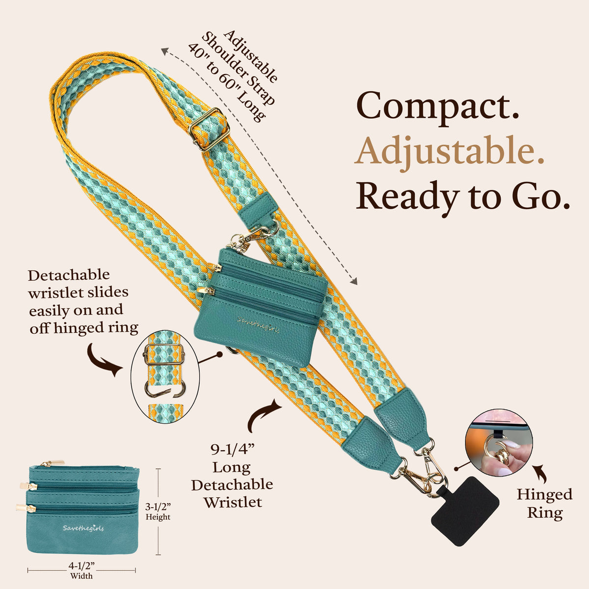 Clip & Go Strap w/Zippered Pouch Fun Dots