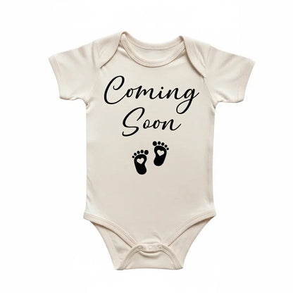 Coming Soon Foot Prints Newborn Baby Onesie® Bodysuit