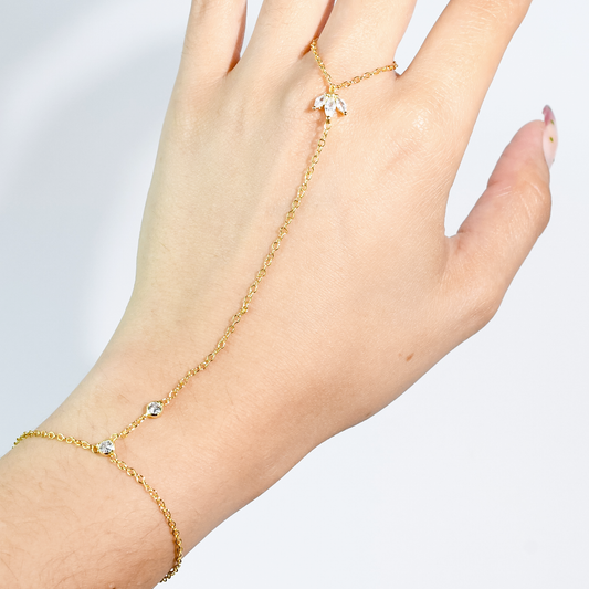 Crystal Bloom Hand Chain Gold