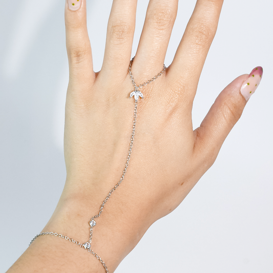 Crystal Bloom Hand Chain Silver