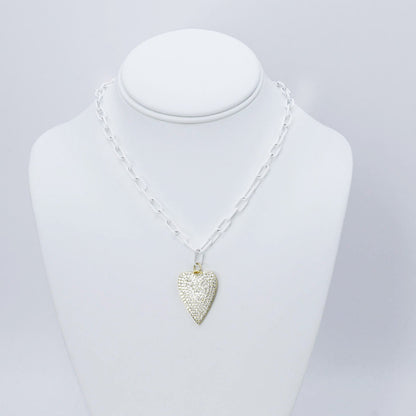 Crystal Heart White Link Necklace N2