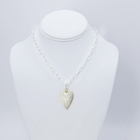 Crystal Heart White Link Necklace N2