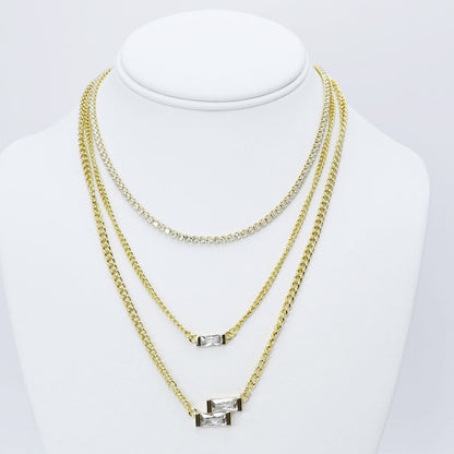 Crystal Trinity Layer Necklace