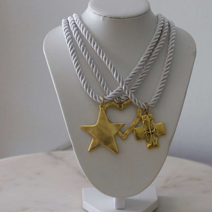 Silk Cord Pendant Necklace 24K Gold Plated