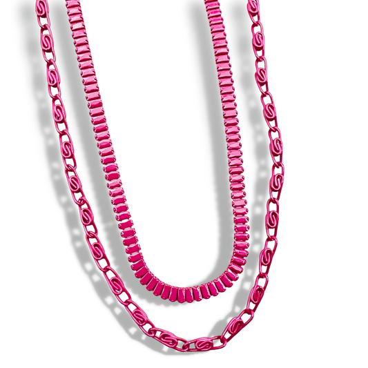 Double Enamel Fuchsia Necklace
