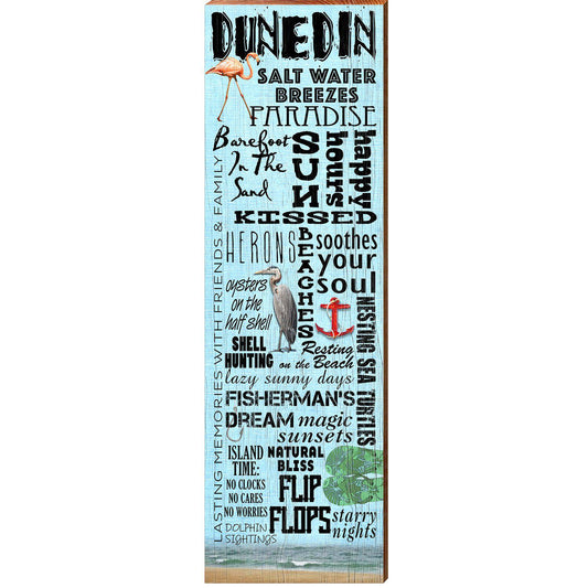 Dunedin Coastal Word Collage DEC7 | Wall Art Print on Real Wood