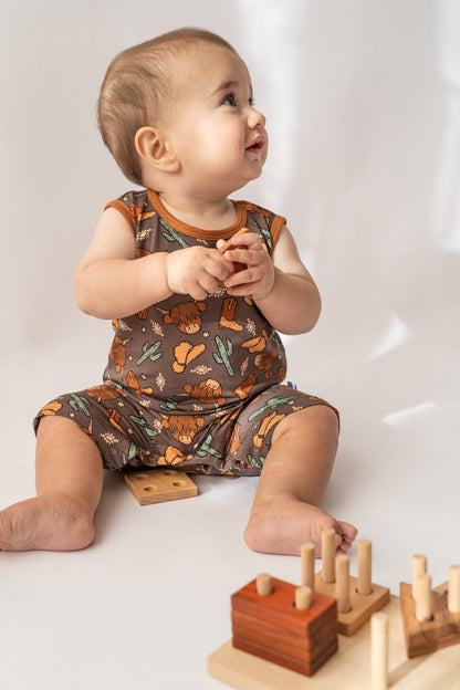 Highland Cow Shorty Tank Romper