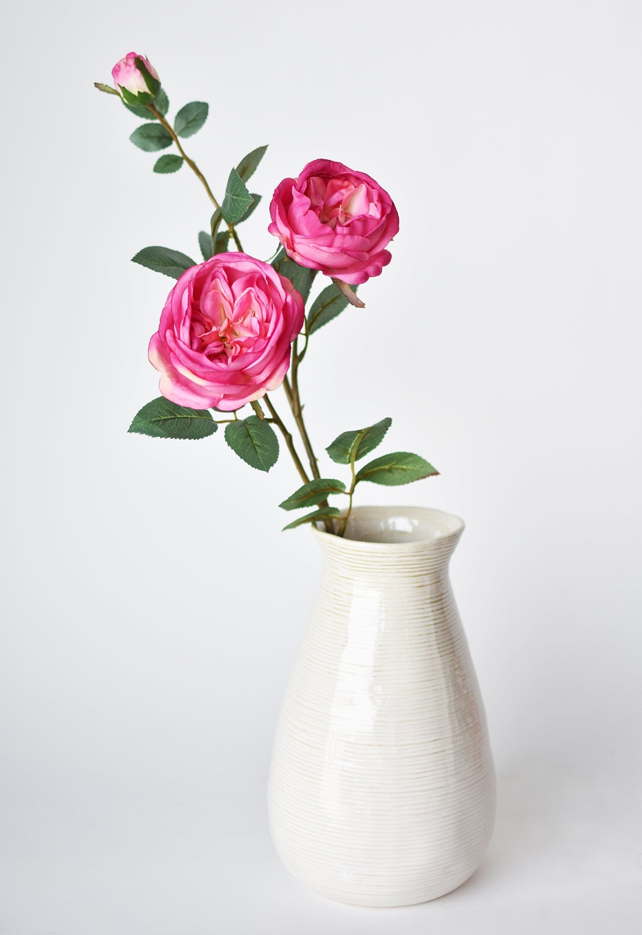 29" Faux Fuchsia Cabbage Rose Stem