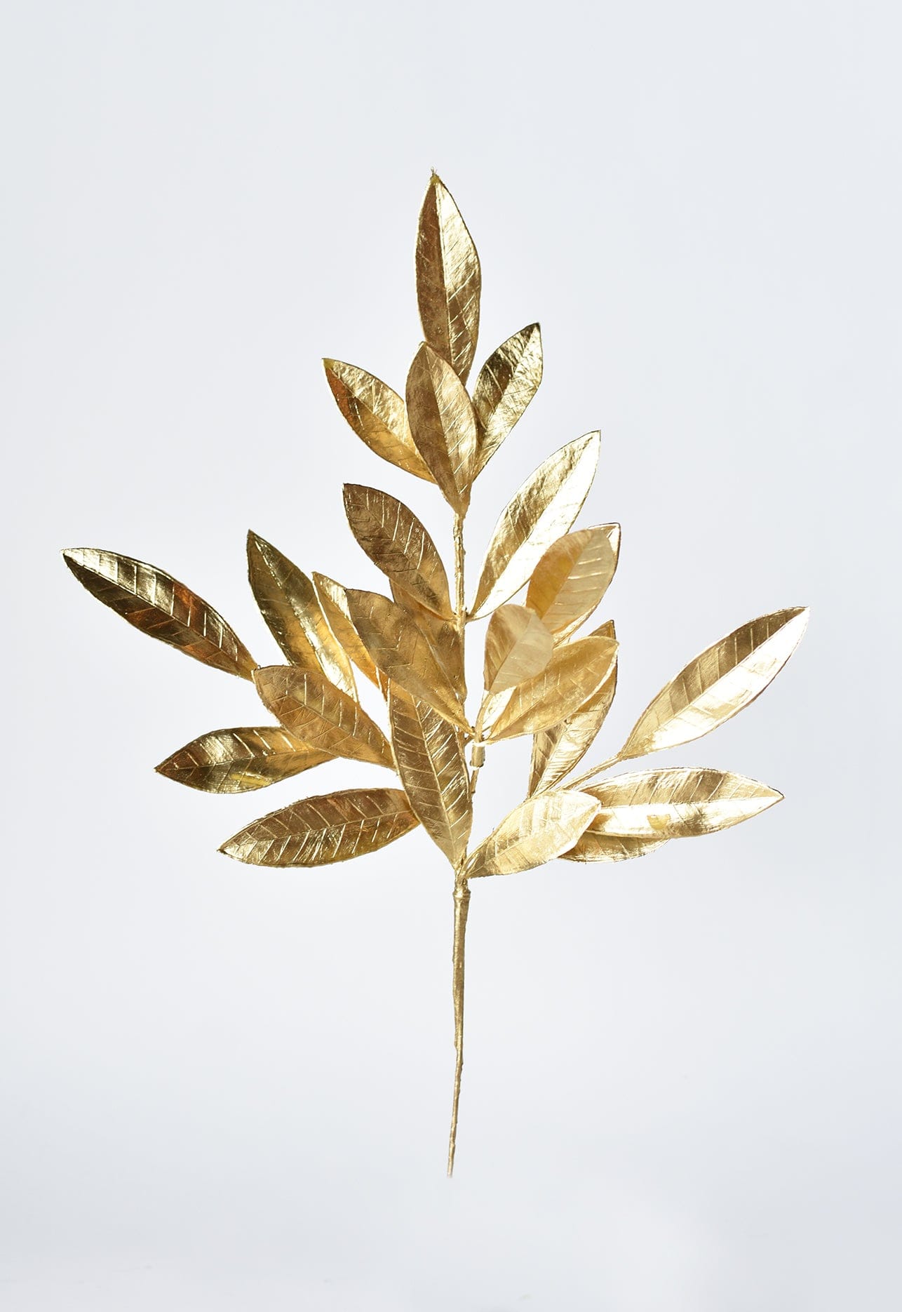 19" Faux Gold Bay leaf Stem