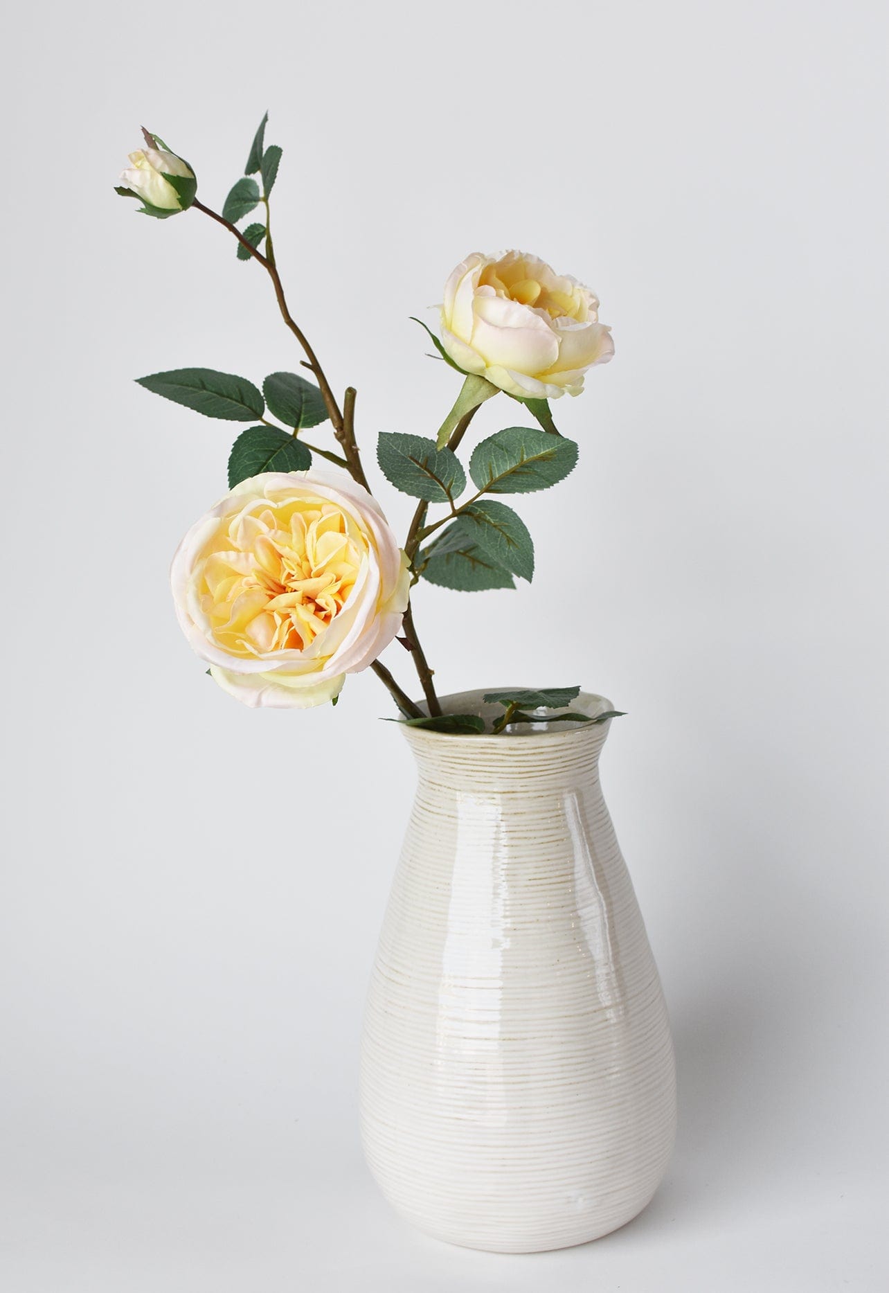 29" Faux Cabbage Rose Stem Yellow / Apricot