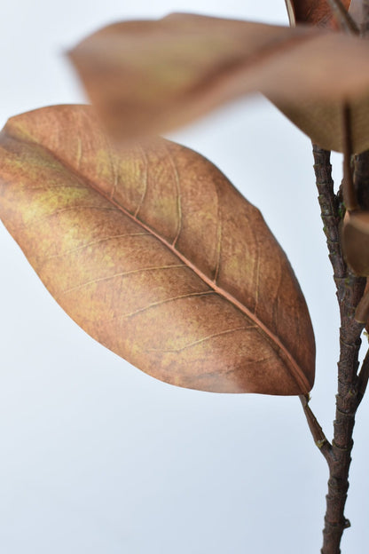 21" Faux Magnolia Leaf Stem : Tobacco