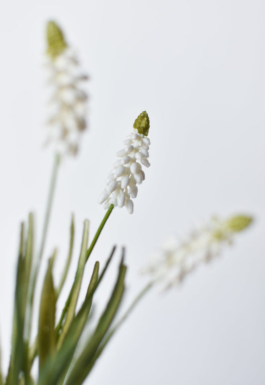 12.5" Faux White Muscari Bush Grape Hyacinth