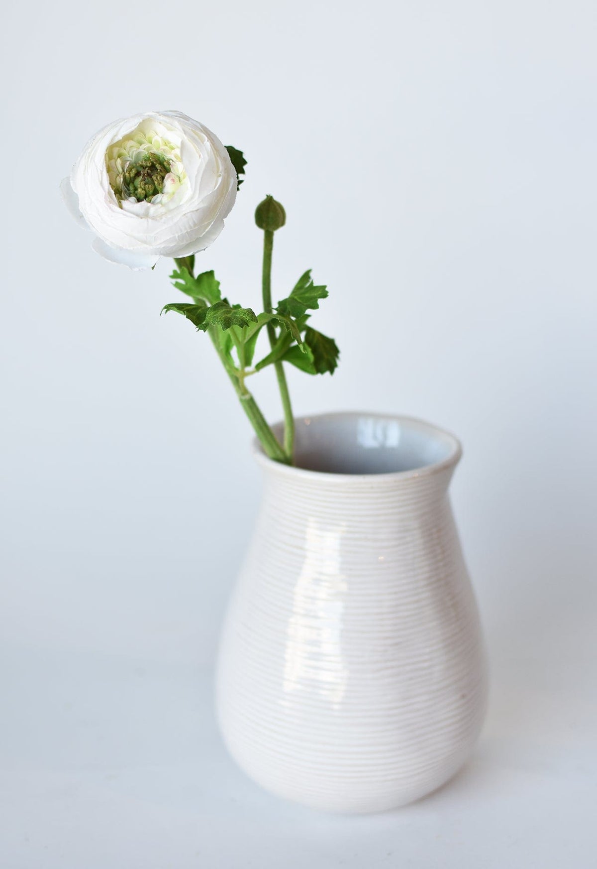 13" Faux White Ranunculus Stem