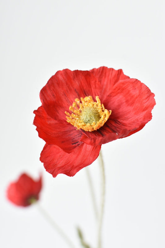 24" Faux Red Poppy Stem