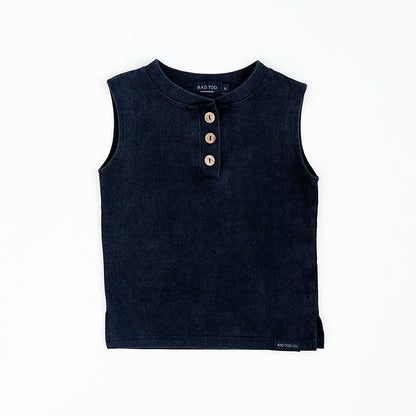 ACID WASH MUSCLE TEE - BLACK