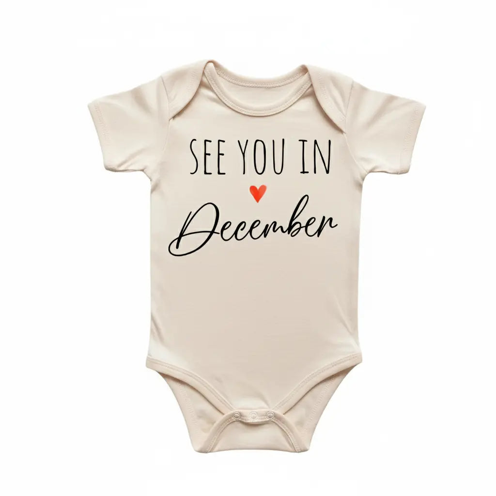 December Announcement Newborn Baby Onesie® Bodysuit