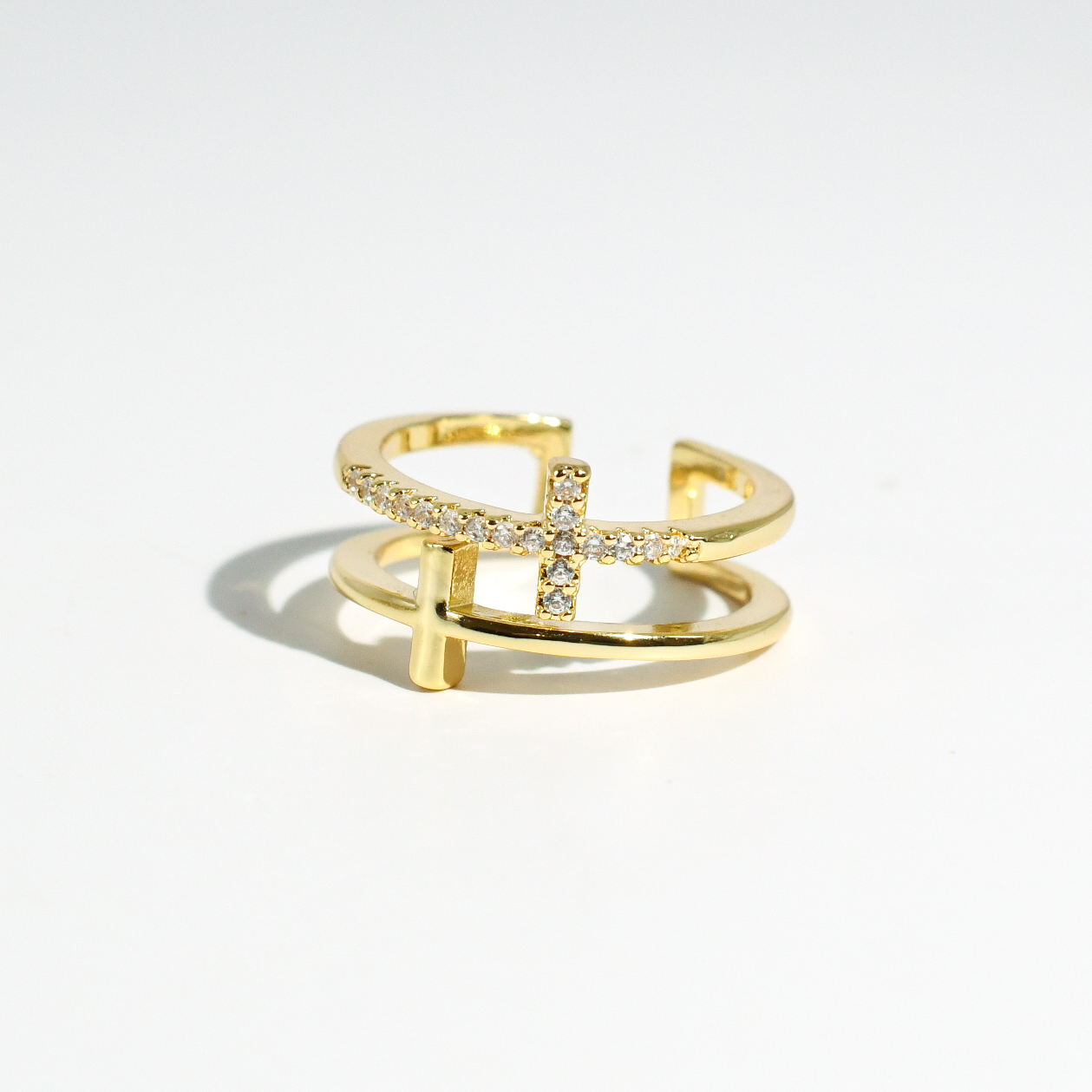 Double Cross Ring Gold P8