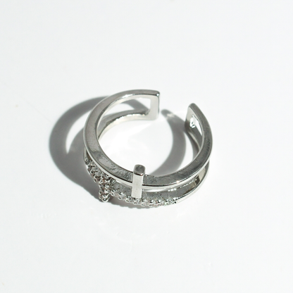 Double Cross Silver Ring