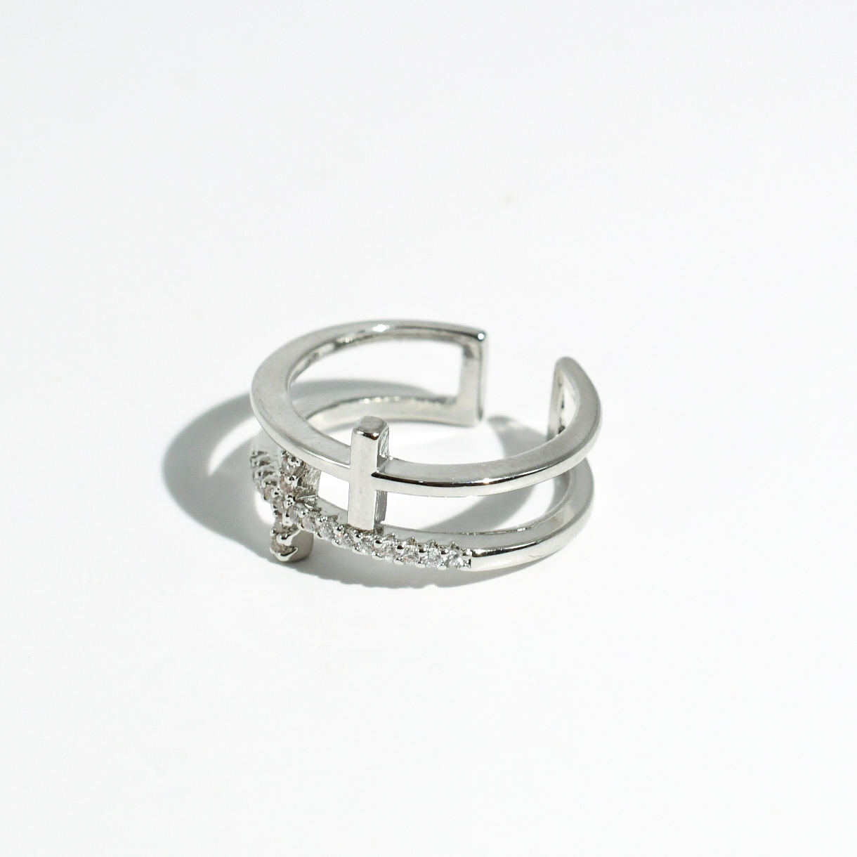 Double Cross Silver Ring