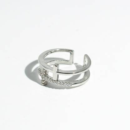 Double Cross Silver Ring